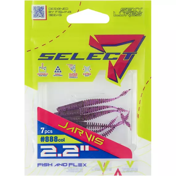 Силікон Select Jarvis 2.2" #888 (7шт/уп), Довжина силікону: 2.2" (5.7 см), Колір силікону: 888, фото , изображение 2